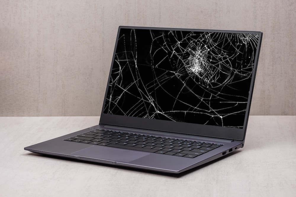 laptop with a broken screen